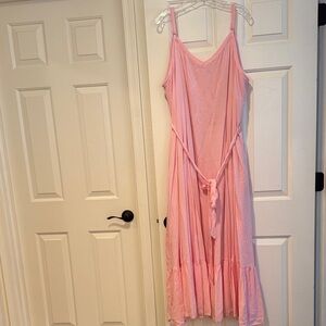 Pink Sleeveless Maxi Dress